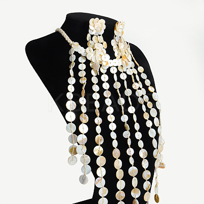 Shell Multi-Layer Disc Necklaces & Stud Earring Sets for Women WG912B9-03-1