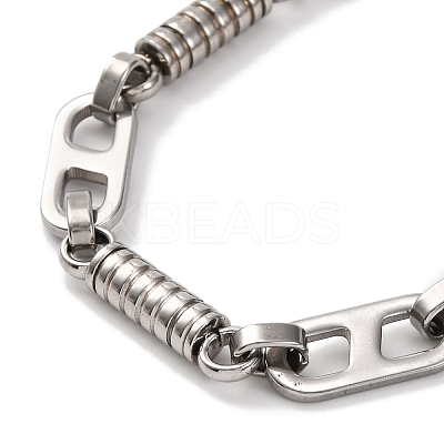 201 Stainless Steel Column & Oval Links Necklace NJEW-F222-34P-1