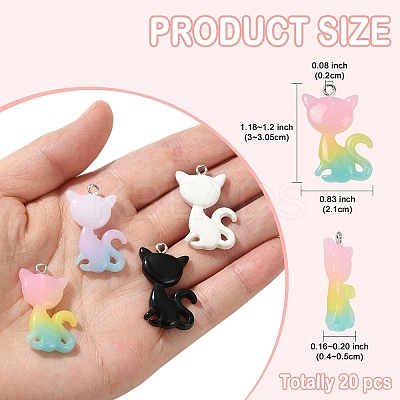 20Pcs 4 Colors Resin Pendants RESI-YW0004-14-1
