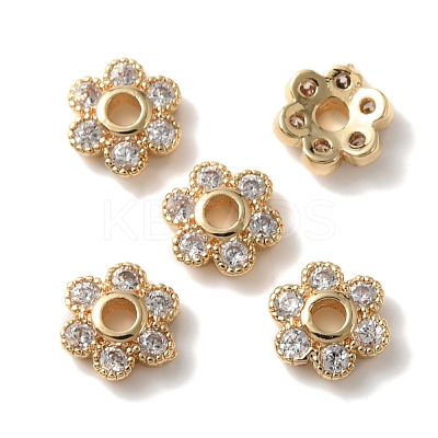Rack Plating Brass Cubic Zirconia Bead Cap KK-C020-12B-LG-1