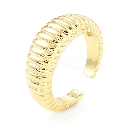 Rack Plating Brass Croissant Open Cuff Ring for Women RJEW-I083-04G-1