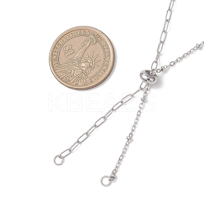 304 Stainless Steel Satellite Chain Paperclip Chain Slider Necklace Making AJEW-JB01495-01-1