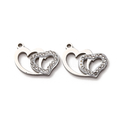 304 Stainless Steel Clay Rhinestone Pendants STAS-P406-17C-P-1
