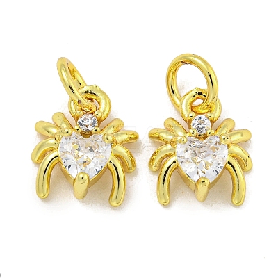 Rack Plating Brass Micro Pave Cubic Zirconia Spider Charms ZIRC-I065-02H-1