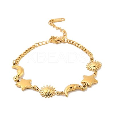304 Stainless Steel Link Bracelets for Women Ion Plating(IP) LS-BJEW-A052-01G-1