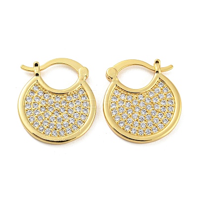 Brass Micro Pave Clear Cubic Zirconia Thick Hoop Earrings EJEW-Q785-01G-1