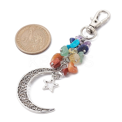 Natural & Synthetic Mixed Gemstone Chip Pendant Decorations HJEW-JM01685-02-1