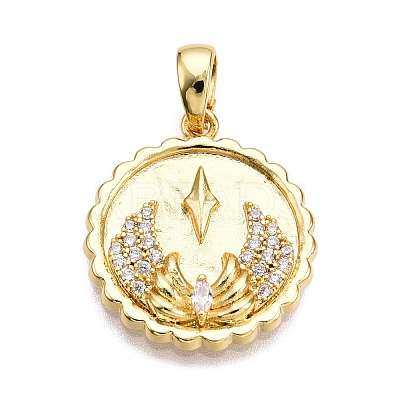 Brass Micro Pave Cubic Zirconia Pendants KK-T070-39G-1