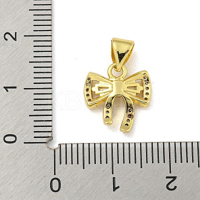 Bowknot Rack Plating Brass Clear Cubic Zirconia Pendants KK-Z053-14G-06-1