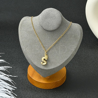 304 Stainless Steel Clear Cubic Zirconia Heart & Letter Pendant Curb Chain Necklaces for Women NJEW-FS00012-27W-1