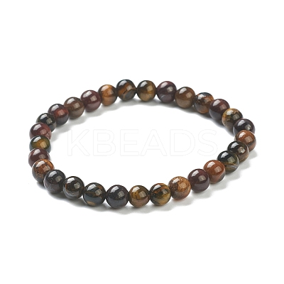 Natural Tiger Eye Beaded Stretch Bracelets BJEW-A117-B-43-1