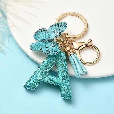 Resin & Acrylic & Faux Suede Tassel Keychain X1-KEYC-YW00119-01-1