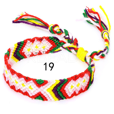 Cotton Braided Rhombus Pattern Cord Bracelet FIND-PW0013-003A-19-1