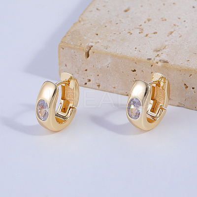 Elegant Oval Brass Hoop Earrings PF7010-1