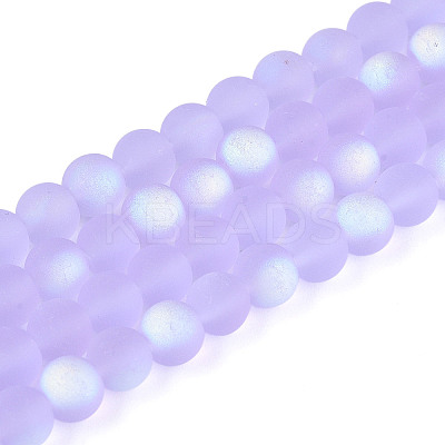 Frosted Transparent Glass Beads Strands GLAA-T032-T6mm-MBB01-1
