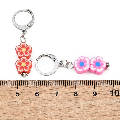 Handmade Polymer Clay Flower Pendant Locking Stitch Markers HJEW-SC0001-45-1