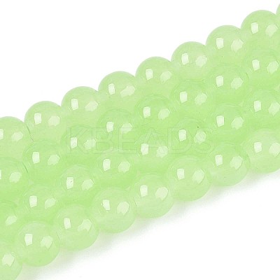 Baking Paint Imitation Jade Glass Round Bead Strands X1-DGLA-Q021-8mm-08-1