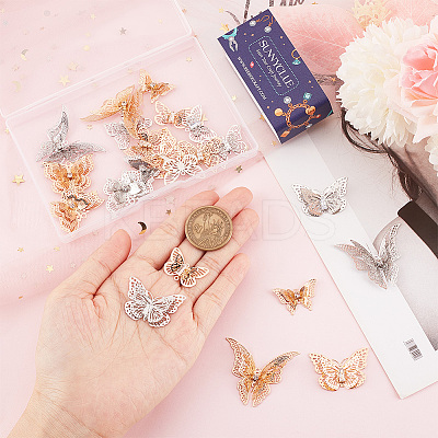 24Pcs 12 Style Brass Filigree Pendants and Links Sets KK-SC0003-47-1