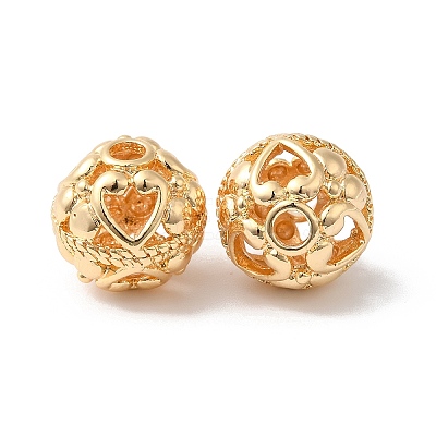 Hollow Brass Beads KK-K333-03G-1