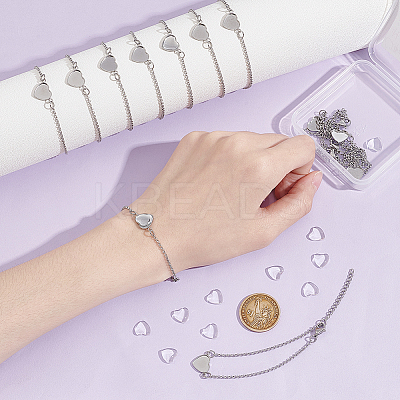 DIY Blank Heart 304 Stainless Steel Link Bracelet Making Kit BJEW-UN00005-1