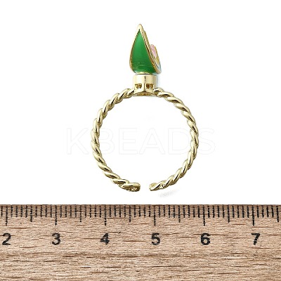 Brass Enamel Open Cuff Rings for Women RJEW-F179-08G-03-1