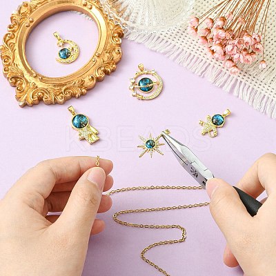 5Pcs 5 Styles Brass Micro Pave Cubic Zirconia Pendants KK-CJ0003-57-1