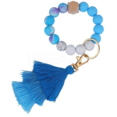 Silicone Round Beaded Keychain Wristlet KEYC-SZC0005-01D-1