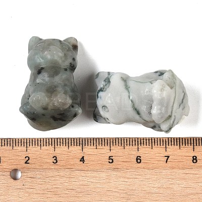 Natural Mixed Gemstone Carved Cat Figurines DJEW-M015-04-1