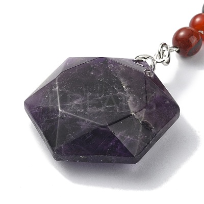 Gemstone Hexagon Pendant Keychain G-Z033-02-1