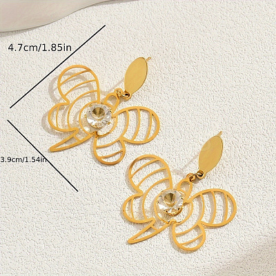Elegant Tassel Butterfly 201 Stainless Steel Stud Earrings PO0669-1