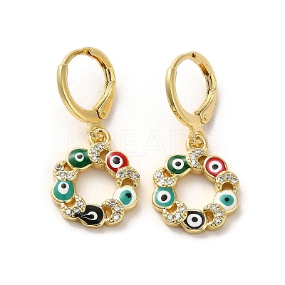 Evil Eye Real 18K Gold Plated Brass Dangle Leverback Earrings EJEW-Q797-01C-G-1