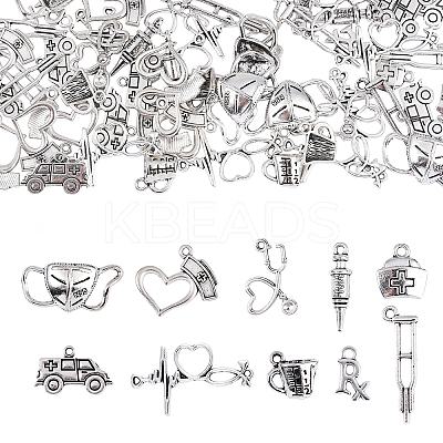 100pcs 10 Styles Tibetan Style Alloy Pendants TIBEP-CJ0001-44-1