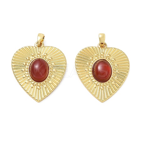 Brass & Natural Carnelian Pendants GG-CBAD360-13G-02-1