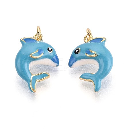 Brass Enamel Pendants KK-T072-22G-1