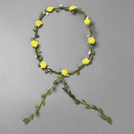 Polyester Artificial Rose Garland Headbands Hair Vine AJEW-WH20019-03E-1