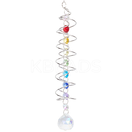 Glass Round Suncatchers Hanging Ornaments HJEW-WH20012-01-1