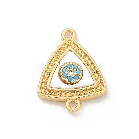 Brass Micro Pave Clear Cubic Zirconia Connector Charms KK-M303-04G-10-1