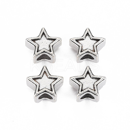 Tibetan Style Alloy European Beads Settings for Enamel TIBEB-N007-029-1