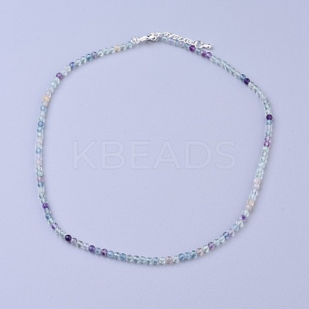 Natural Fluorite Beaded Necklaces NJEW-K114-B-A16-1