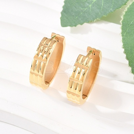 304 Stainless Steel Textured Hoop Earrings EJEW-L307-07G-1