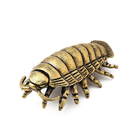Brass Isopoda Miniature Figurines Statues for Home Office Desktop Ornament KK-S335-03AB-B-1
