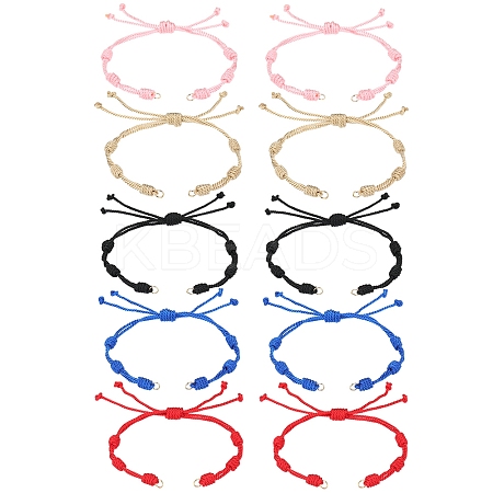 10Pcs 5 Colors Adjustable Braided Nylon Cord Link Bracelet Making AJEW-SC0002-18-1