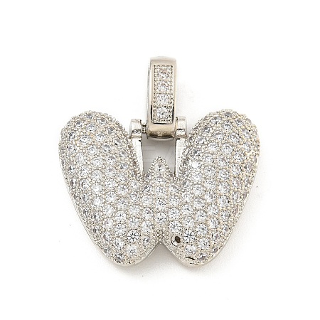 Brass Micro Pave Clear Cubic Zirconia Pendants KK-B099-01P-W-1
