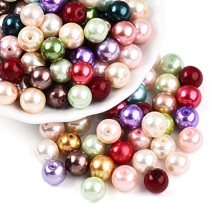 Baking Paint Pearlized Glass Pearl Beads HY-Q003-10mm-M01-1