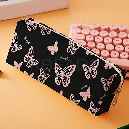 Velvet Butterfly Print Multi-function Pen & Pencil Zipper Bags PW-WG60060-01-1