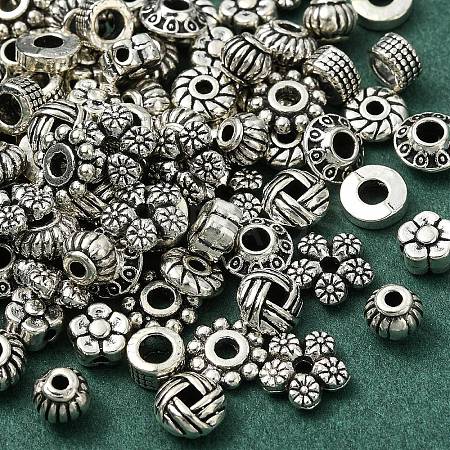100Pcs 10 Styles Tibetan Style Alloy Spacer Beads TIBEB-YW0001-14-1