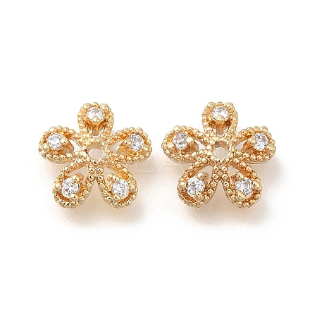 Flower Rack Plating Brass Micro Pave Cubic Zirconia Beads KK-S399-01A-1