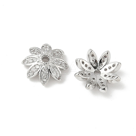 Brass Micro Pave Clear Cubic Zirconia Bead Caps KK-V015-21P-1