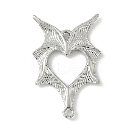 304 Stainless Steel Bat Wings Heart Links Connector Charms X-STAS-S186-13P-1