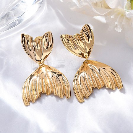 Brass Fishtail Stud Earrings EJEW-R014-08G-1